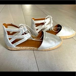 Aquazzura Silver Belgravia Espadrille Sandal 38.5